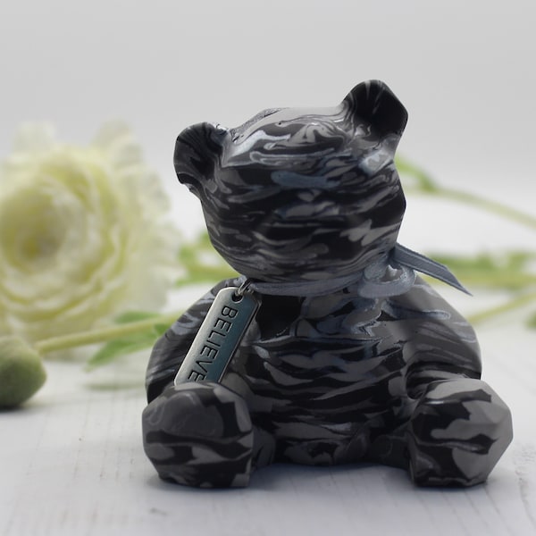 Bear Ornament, Jesmonite, Grey Ornaments, Ornaments, Ornaments for Living Room, Bear décor, Ornament for Mum, Gift for Her, Gift for Him