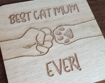 Best cat mum ever coaster. Funny gift perfect for mothers day, birthdays, Christmas. Tea, coffee, beer, wine, gin, whiskey, rum, prosecco