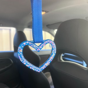 Heart Tsurikawa Blue Glitter JDM Durable Drift Charm Hang Ring