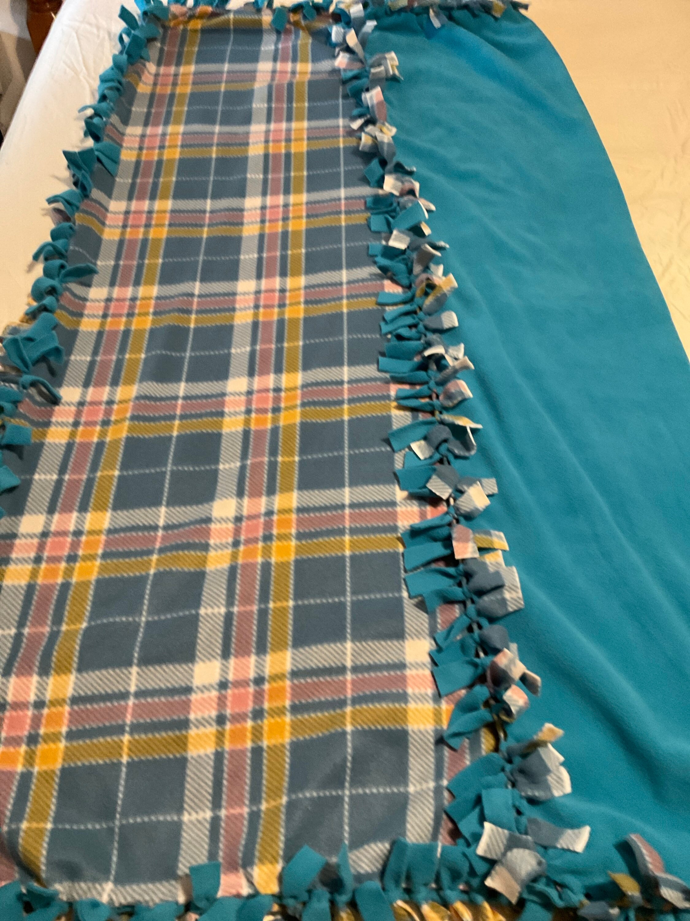 Baby blue plaid fleece blanket Etsy