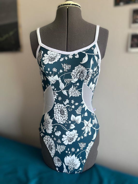 White Floral Leotard - M