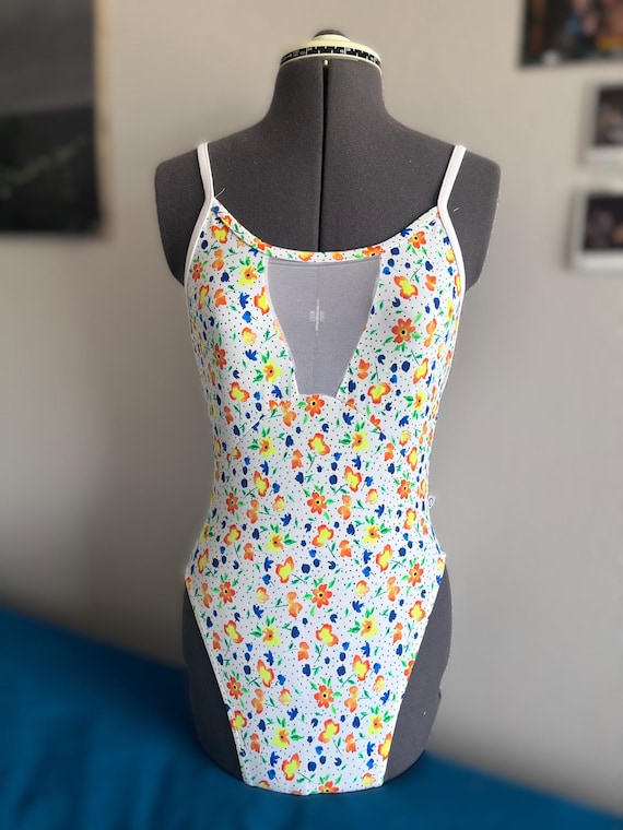 Bright White Floral Leotard - M