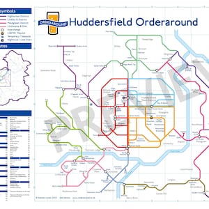 Huddersfield Orderaround A3 Pub Map Poster