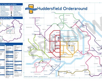 Huddersfield Orderaround A3 Pub Map Poster