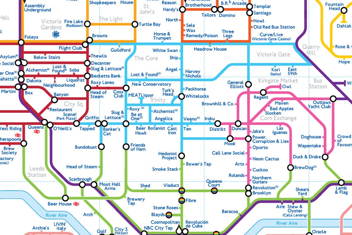 Leeds Orderaround Pub Map poster. 610 x 915mm Etsy