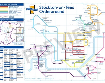 Stockton on Tees Orderaround A3 Pub Map Poster