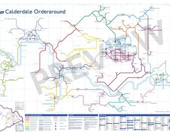 Cartel de mapa de pub Orderaround de Calderdale (610 x 915 mm)