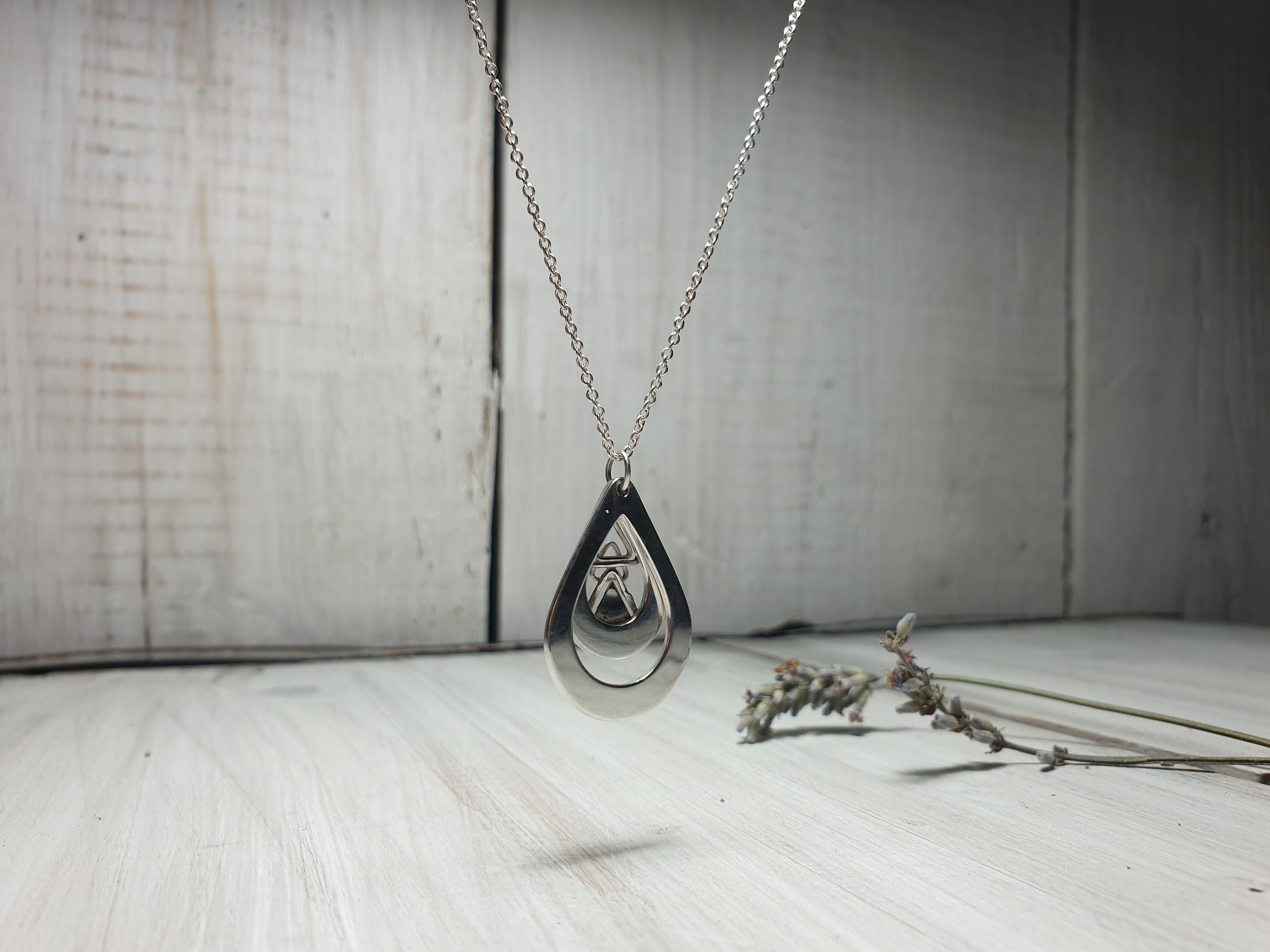 Teardrop Layered Pendant Necklace in Sterling Silver