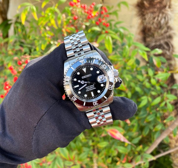 200 Meter Seiko Mod Watch 40mm Signature Black Sunburst Dial | Etsy