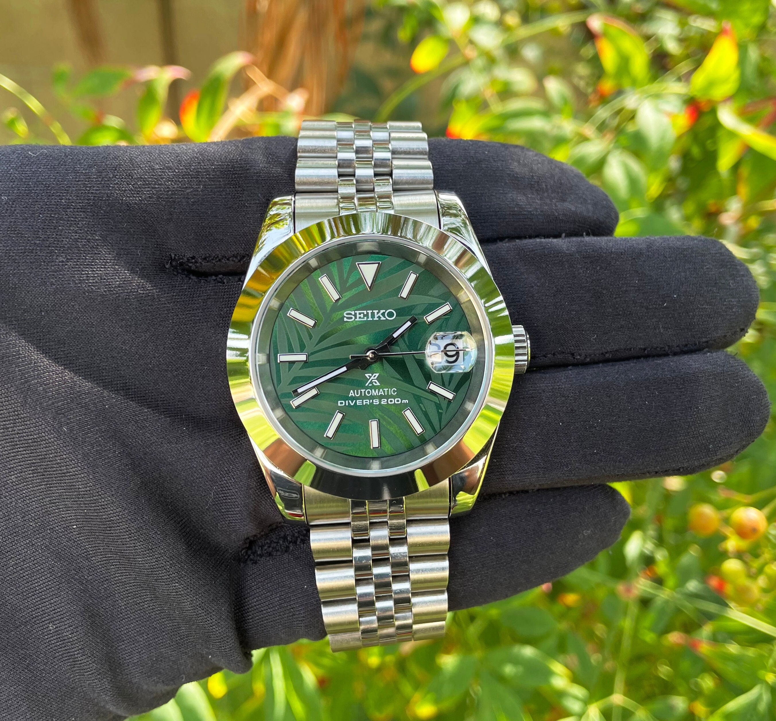 Seiko Mod Watch New green Palm Oyster Perpetual - Etsy Ireland