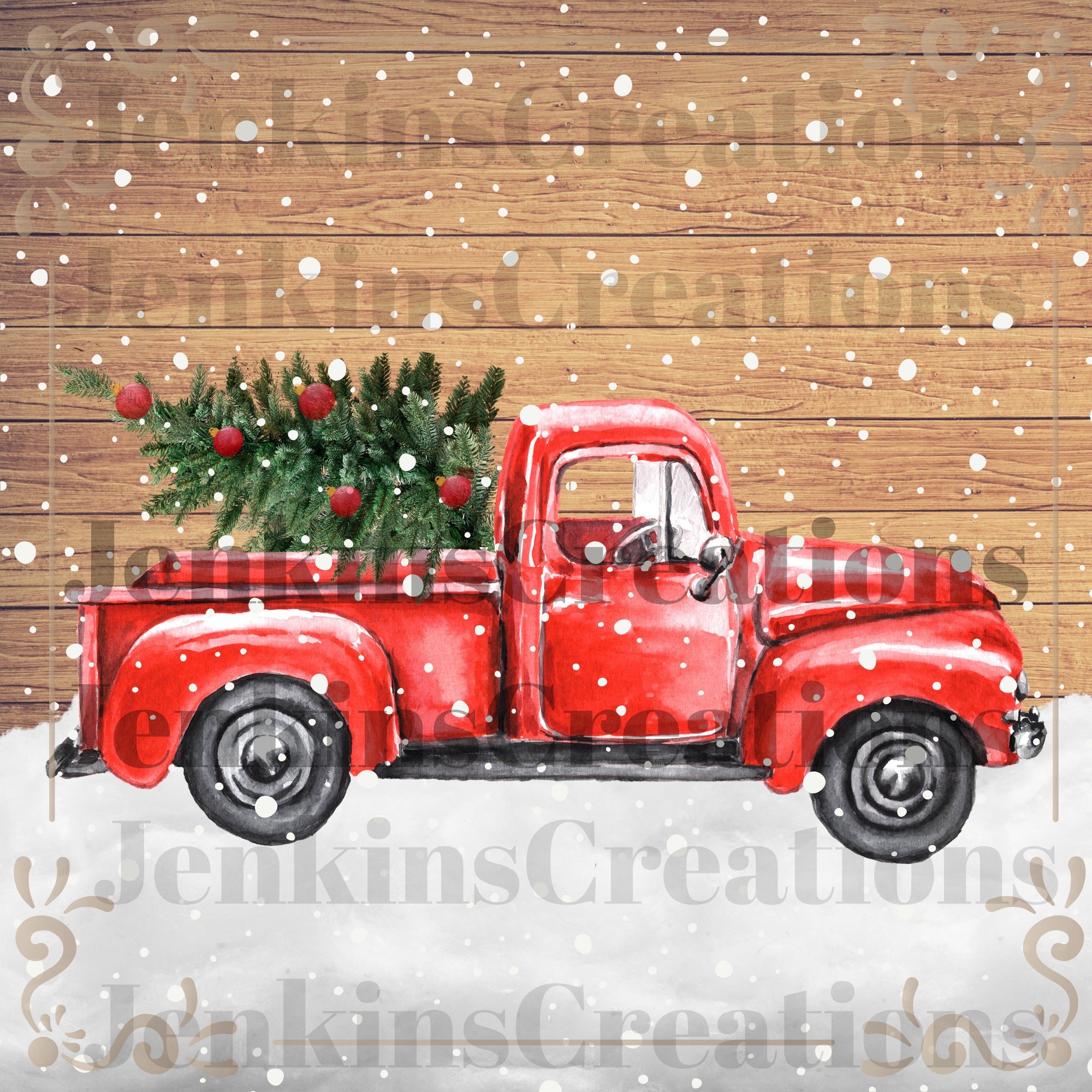 Digital PNG Red Truck You Can Personalize 12x12 With Print | Etsy
