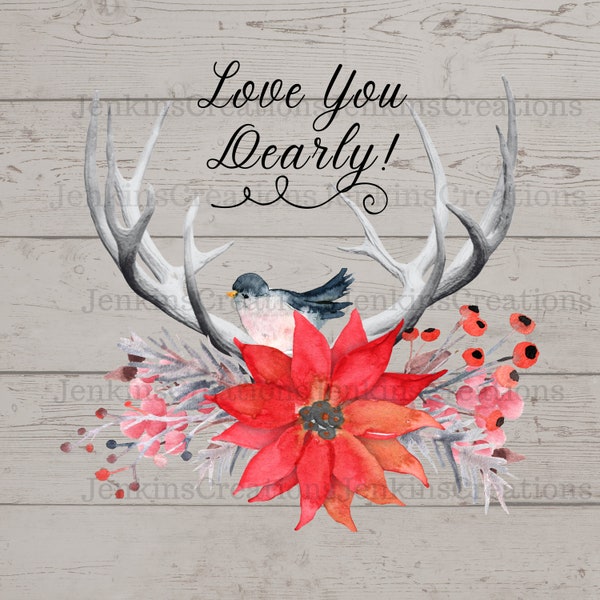 Digital Deer Rack Christmas PNG 8X8