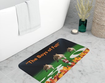 Football Squirrels Memory Foam Bath Mat - The Boys of Fall - Squirrel Lover Gift - Football Lover Gift