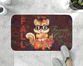 Fall Squirrel Memory Foam Bath Mat