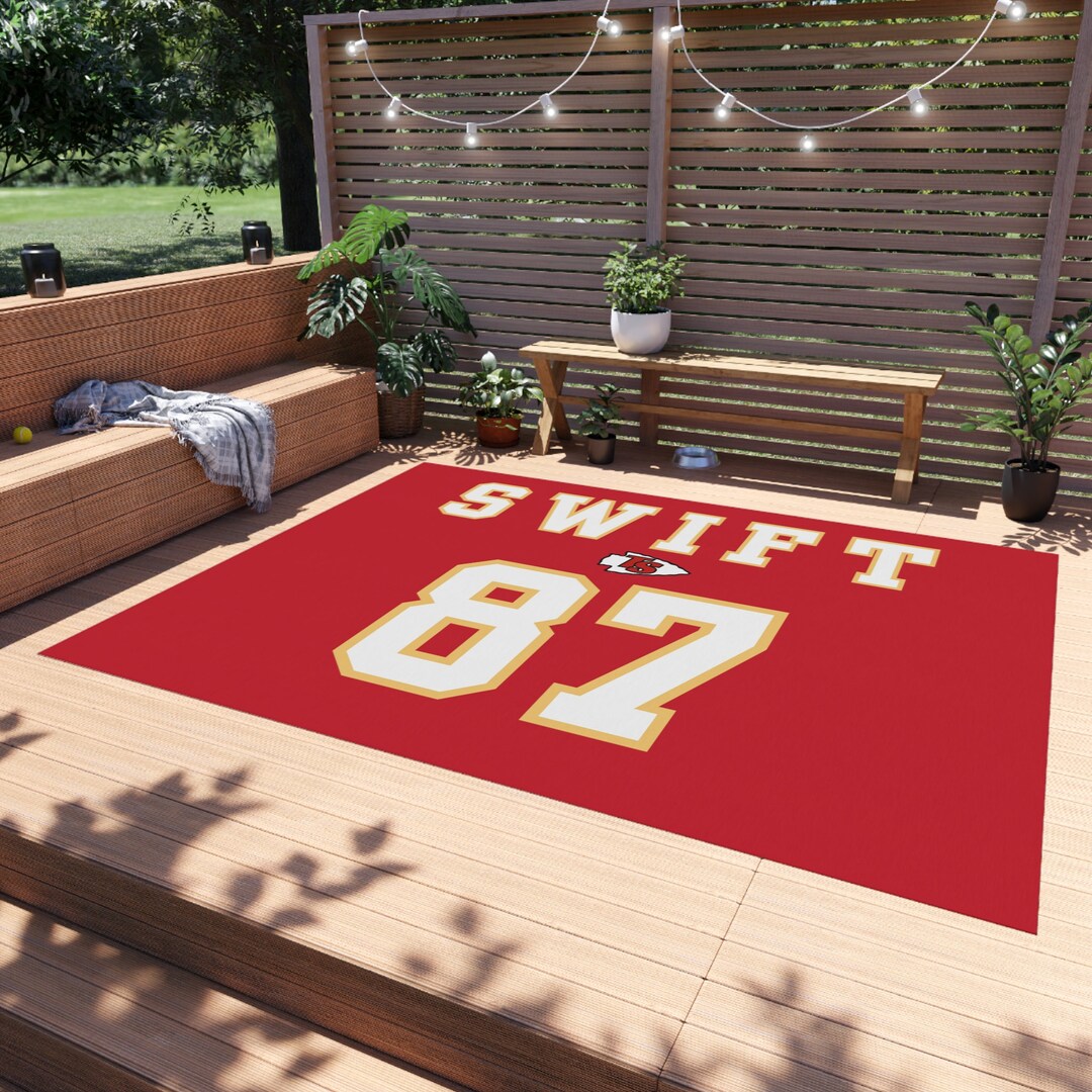 Taylor Swift and Kelce KC Chiefs Game Day Outdoor Rug SWIFT - Etsy