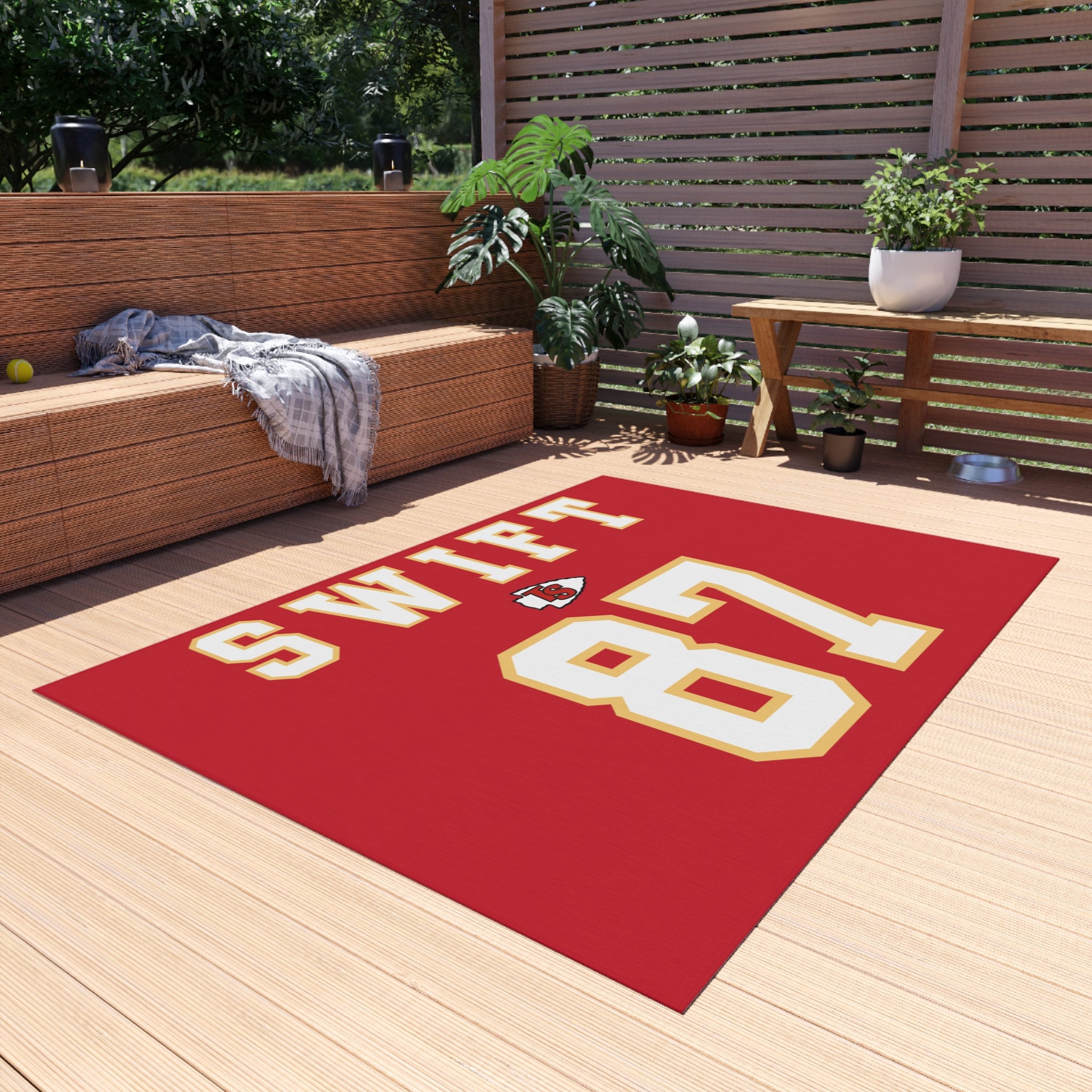 Taylor Swift and Kelce KC Chiefs Game Day Outdoor Rug SWIFT - Etsy