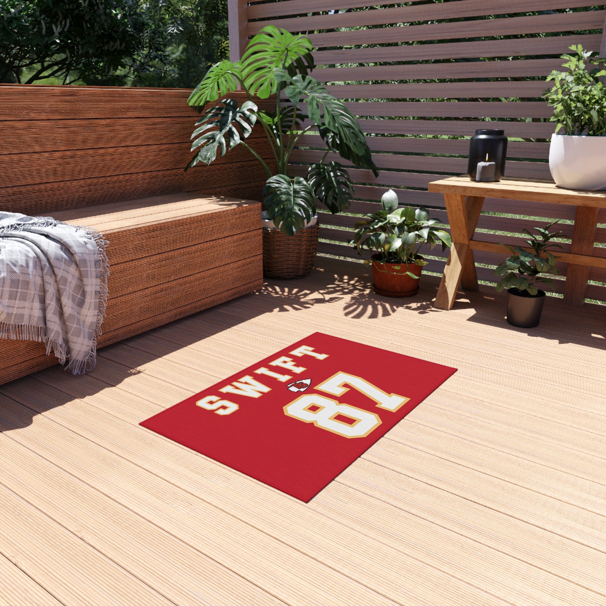 Taylor Swift and Kelce KC Chiefs Game Day Outdoor Rug SWIFT - Etsy