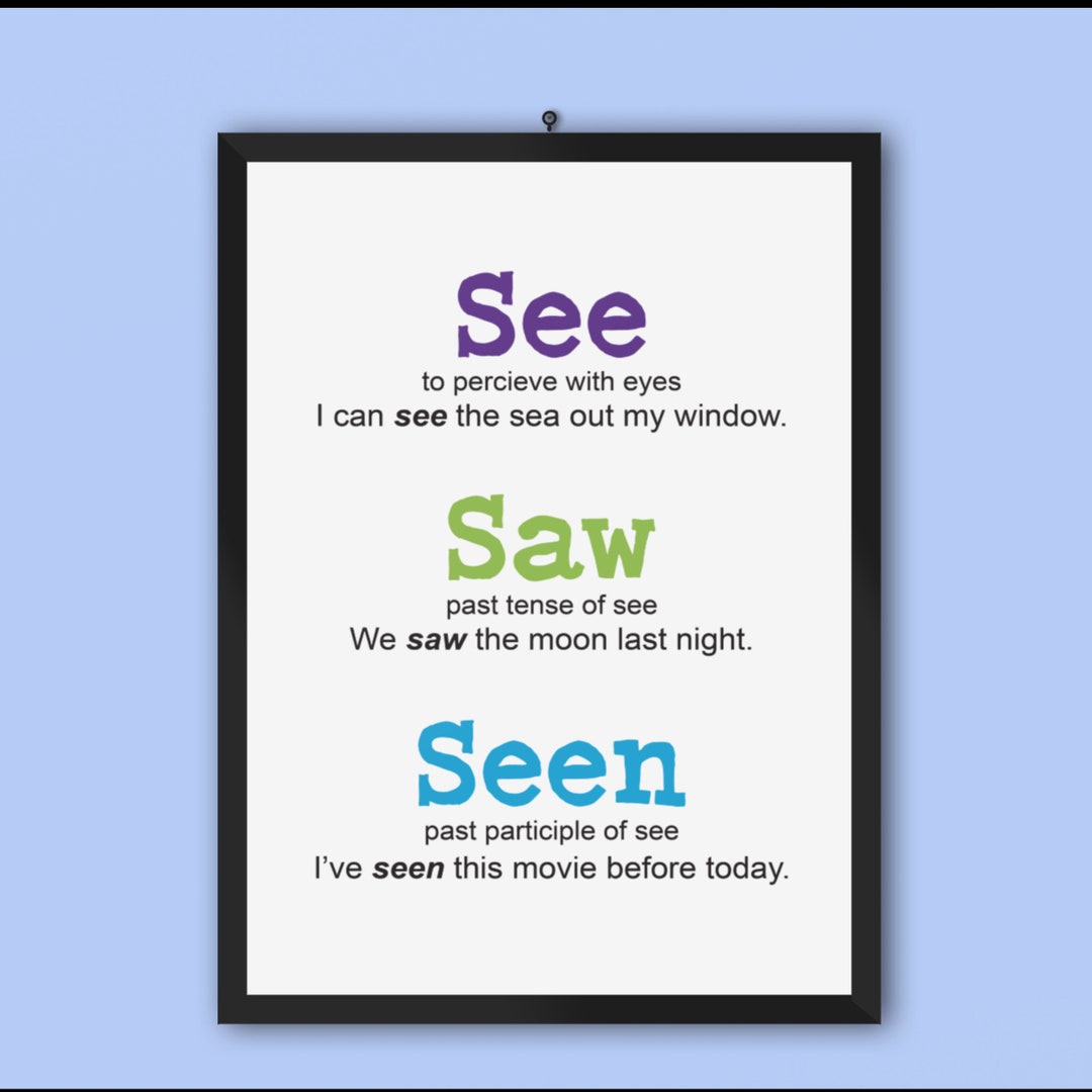 See Saw Seen Grammar Poster Printable Digital Download Commonly See Saw Seen Grammar Poster Printable Digital Download Commonly