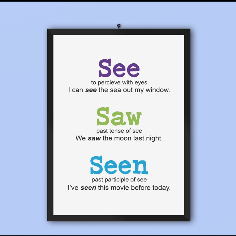 See Saw Seen Grammar Poster Printable Digital Download Etsy