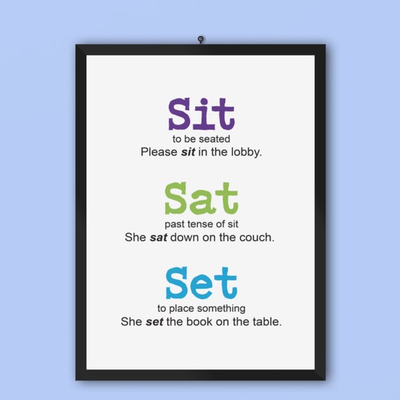 Sit Set Sat Grammar Poster Printable Digital Download Commonly Confused  Words - Etsy