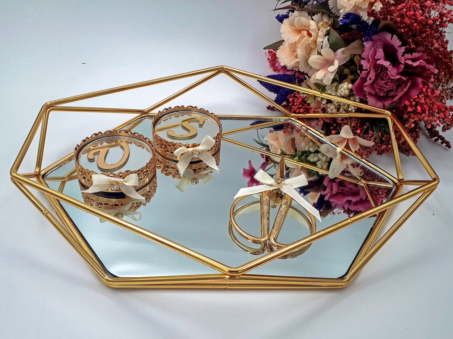 Personalized Engagement Tray Golden Style Set Wedding Favors Etsy