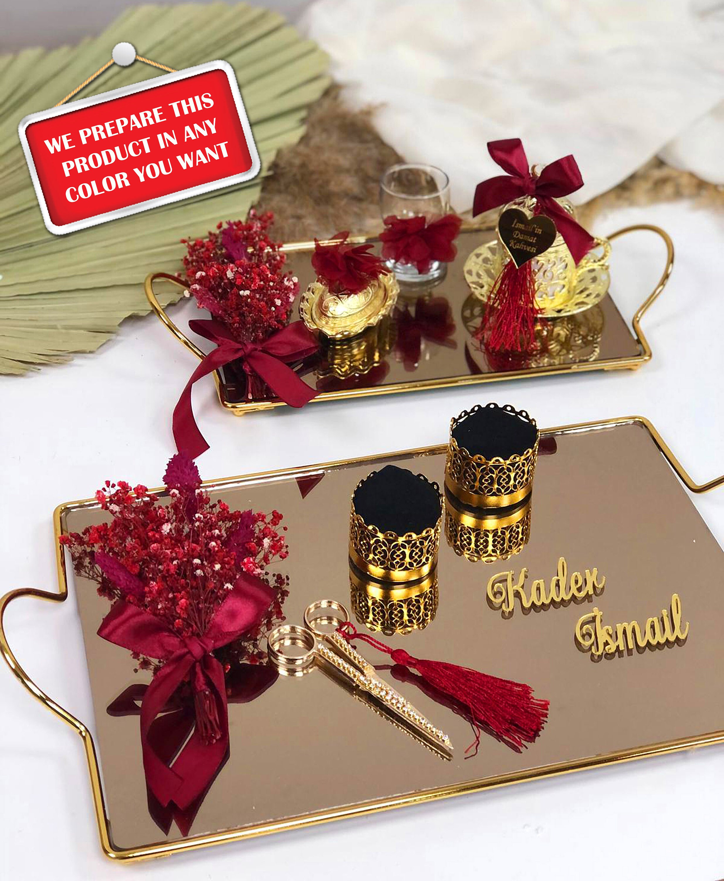 Italian Style Engagement Tray Set Golden Engagement Tray Set Etsy