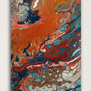 Acrylic Pour Painting | Fluid Art | 24&quot; x 12&quot; Canvas | Bronze Melt | Flip Cup Painting | Home Decor
