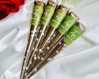 FIVE HENNA CONES/ Organic henna, all natural, hand made henna cone/ mendhi/ mehndi/ mehedi/ fresh henna/ chemical free henna/ safe henna