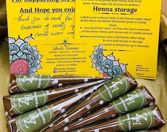 SEVEN HENNA CONES/ Organic henna, all natural, hand made henna cone/ mendhi/ mehndi/ mehedi/ fresh henna/ chemical free henna/ safe henna