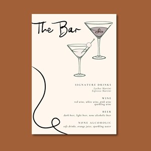Bar Menu, Wedding Drinks Menu, Hen Do Drinks Menu, Party Drinks Menu