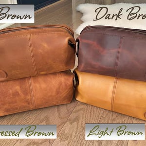 Personalized Leather Toiletry Bag, Full Grain Dopp Kit, Custom Engraved Travel Bag, Gift For Groomsmen, Anniversary, Graduation bild 8