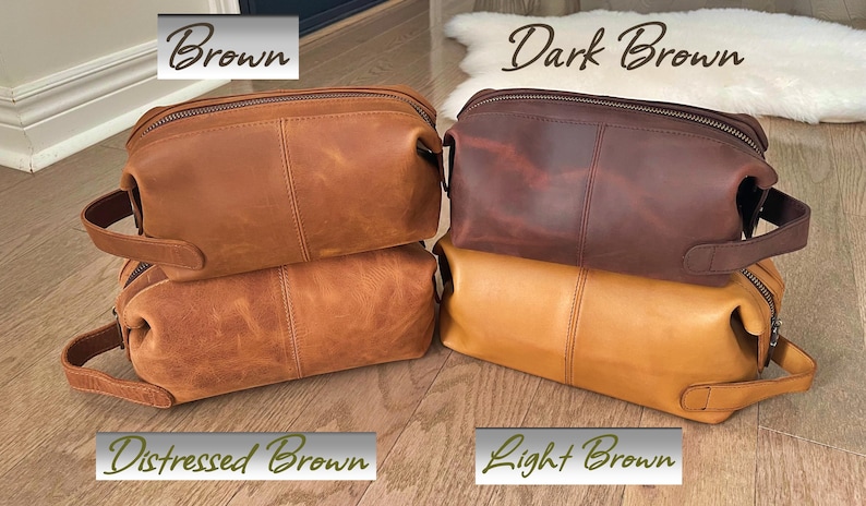 Personalized Leather Toiletry Bag, Full Grain Dopp Kit, Custom Engraved Travel Bag, Gift For Groomsmen, Anniversary, Graduation bild 8