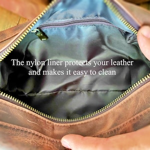 Personalized Leather Toiletry Bag, Full Grain Dopp Kit, Custom Engraved Travel Bag, Gift For Groomsmen, Anniversary, Graduation bild 10
