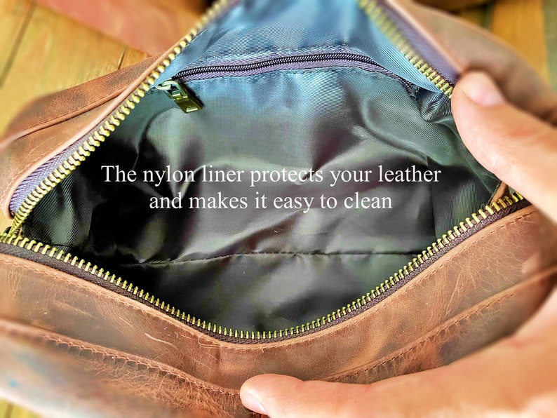 Personalized Leather Toiletry Bag, Full Grain Dopp Kit, Custom Engraved Travel Bag, Gift For Groomsmen, Anniversary, Graduation bild 10