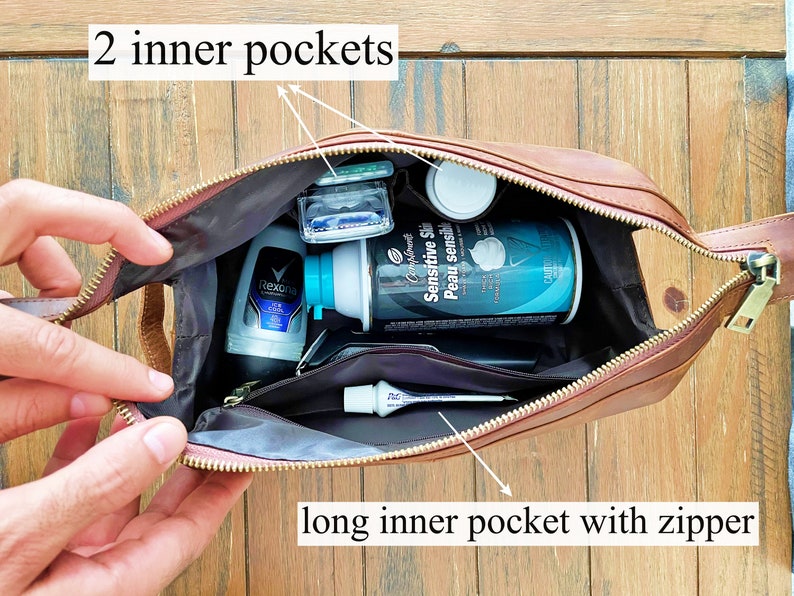 Personalized Leather Toiletry Bag for Men Dad Him Etsy Canada