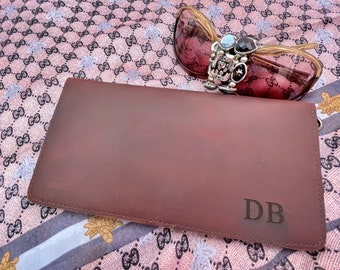 Personalized Mothers Day Gift, Leather Slim Wallet for Mother, Her, Mom, Bride, Wife, Anniversary, Custom Engraved, Monogram Women Wallet