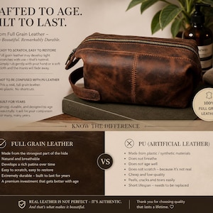 Personalized Leather Toiletry Bag, Full Grain Dopp Kit, Custom Engraved Travel Bag, Gift For Groomsmen, Anniversary, Graduation bild 5