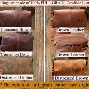 Personalized Leather Men Toiletry Dopp Bag, Gift for Father's Day, Dad Boyfriend, Husband, Him, Anniversary, Groomsmen, Custom Travel Kit image 9