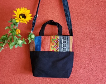Shoulderbag Binh Ba handmade with Hmong fabric totebag hilltribe shoppingbag fashion unique pattern handwoven bag crossbody bag best in 2021