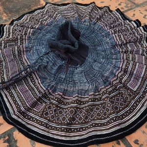 Pleated skirt Hmoob 2202, traditional handmade wrap skirt of Hmong in Vietnam, the beautiful timeless fashion and home decor