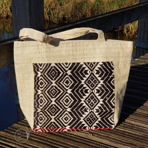 Shoulderbag Lou Lee, hemp bag, totebag, shopping bag, large size tote bag, tribal woven motifs, must-have bag, daily bag