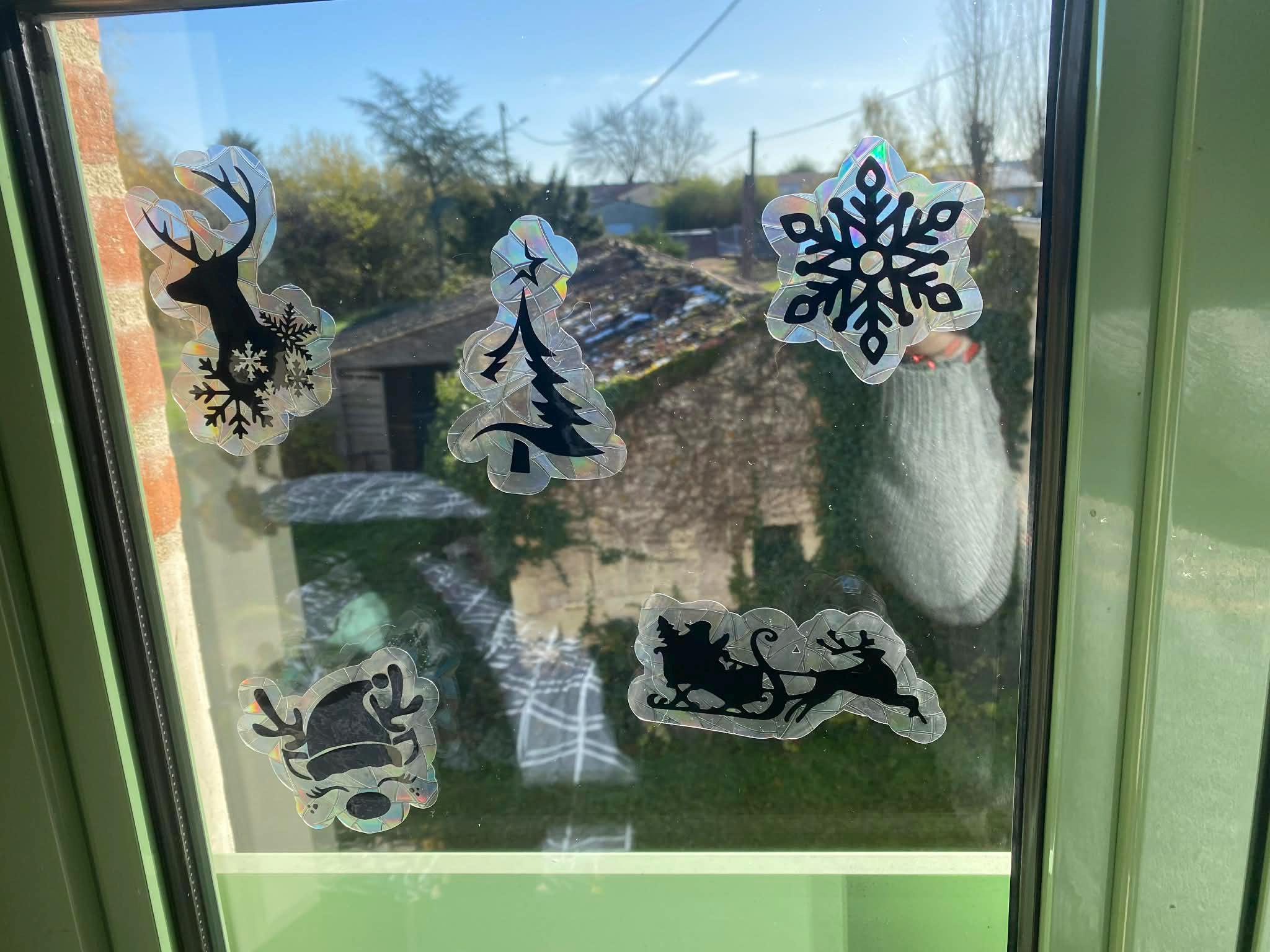 Stickers gel Noël pour fenêtre - Père Noël joyeux