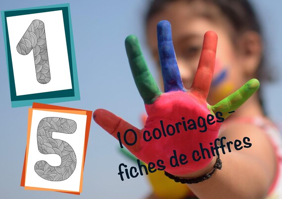 10 pages / fiches de coloriages chiffres pour enfants - Etsy México