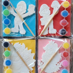 Mario World Party Favor/Gamer birthday party/Mario World Party/gamer inspired craft/paint your own/party bag fillers/gamer party favors