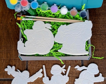 Green Turtle Mutant Hero Painting Resin Magnet Craft Kit – DIY Kids Art Box