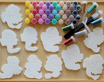 Kit fai da te per dipingere con magneti a forma di sirena – Attività per feste per bambini