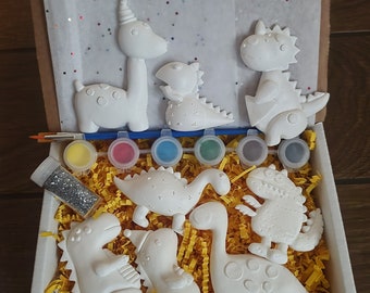 Dinosaur Painting Kit/Dinosaur Gift Idea/Diy Paint Set/Diy Dinosaur Magnet/Dinosaur Party/Gift for Toddler/Party Activity/Classroom Activity