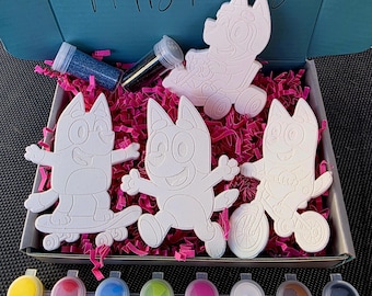 Blue Heeler Dog Painting Kit – Resin Magnet Craft Box for Kids, Party Activity
