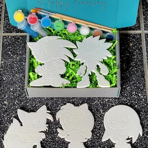 Sonic Painting Kit/Sonic Gift Idea/Sonic Party/Gift for kids/DIY Magnet/DIY Paint Set/Party Activity /Gamer Party/Gamer Birthday Gift