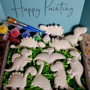 Kit de pintura de dinosaurios/Idea de regalo de dinosaurios/Fiesta de dinosaurios/Regalo para niños pequeños/Imán de dinosaurio DIY/Set de pintura DIY/Actividad de fiesta/Actividad de aula